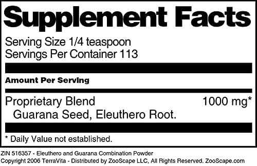 Eleuthero y Guaraná Combinación en Polvo (4 oz, ZIN 516357)
