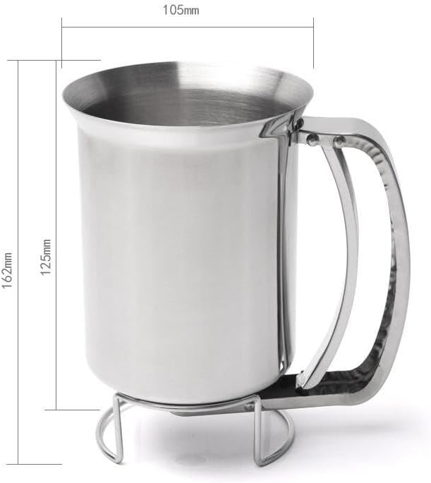 Dispensador de masa de panqueques de acero inoxidable, ideal para hornear cupcakes, cocina Easyflow, medidor de medición en mls y tazas,