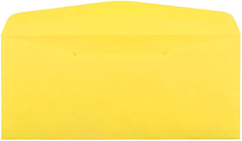 JAM PAPER Sobres de ventana de colores para negocios, 4 18 x 9 12, color amarillo, reciclado, paquete de 100 unidades