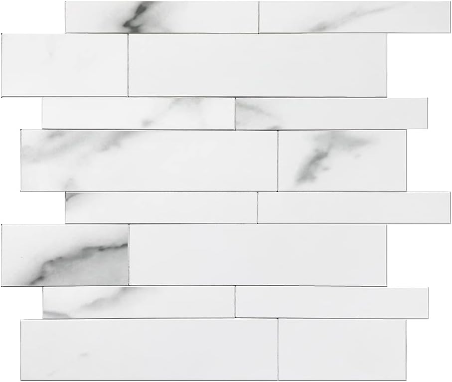 Avant Decor  8 azulejos  Azulejos de metro mixtos de compuesto de piedra  Azulejos de cocina para despegar y pegar  Azulejos de pared adhesivos