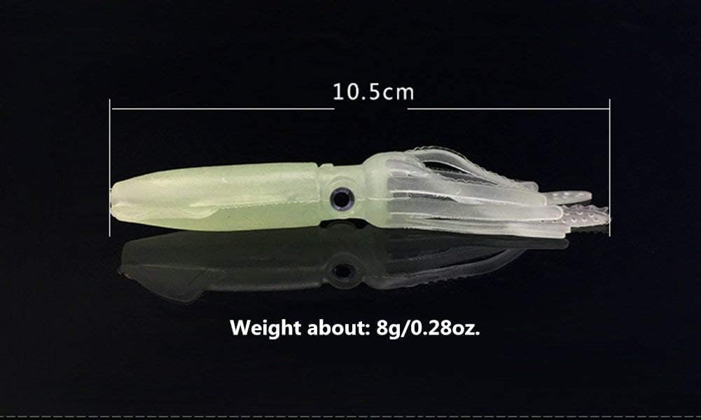 20 señuelos de pesca suaves y luminosos para pesca que brillan en la oscuridad, 4 pulgadas, 16 onzas (blanco)