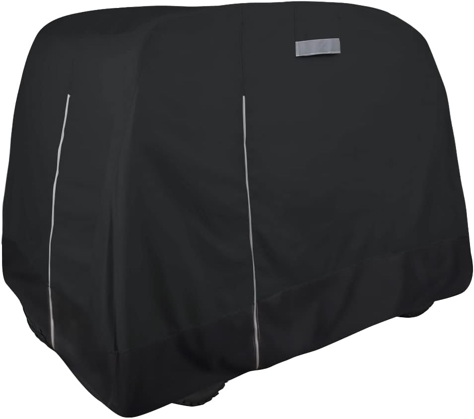 Funda para carrito de golf de poliéster resistente 600Denier (210D-negro, 108 pulgadas de largo x 49 pulgadas de ancho x 66 pulgadas de alto (2+2