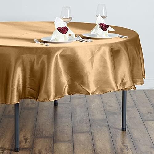 BalsaCircle Mantel redondo de satén dorado de 90 pulgadas para bodas, fiestas, recepciones, eventos, cocina, comedor