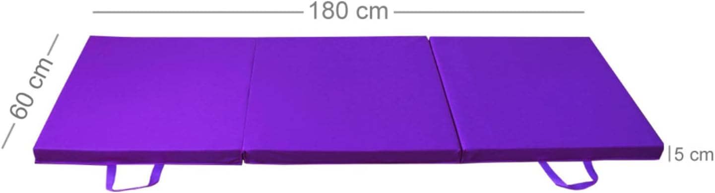 PRISP Tapete de ejercicio plegable de 6 x 2 pies, tapete de gimnasia de tres pliegues para gimnasio en casa y entrenamientos de fitness, 2 pulgadas