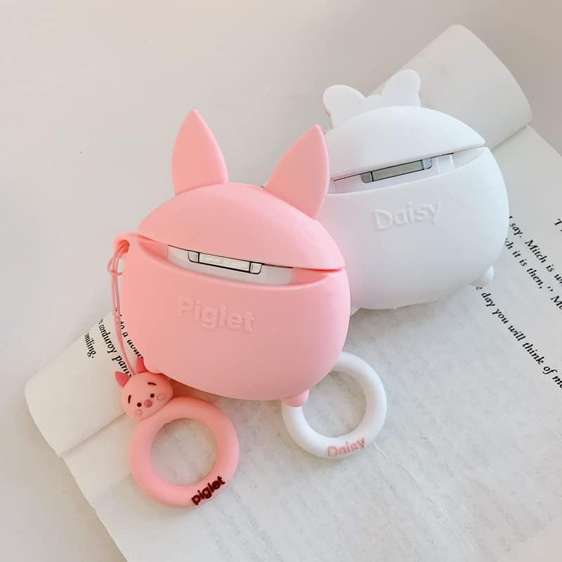 Funda de silicona suave con correa de anillo para Apple AirPods 3 3 generación AirPods3 2021 Daisy Duck Pink Bow 3D dibujos animados animación de