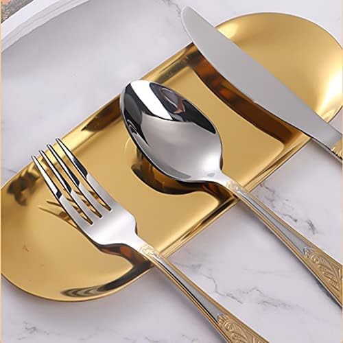 Juego de cubiertos para 6 cubiertos de acero inoxidable de lujo estilo antiguo pulido con 24 piezas para el hogar, cocina, fiesta, restaurante,