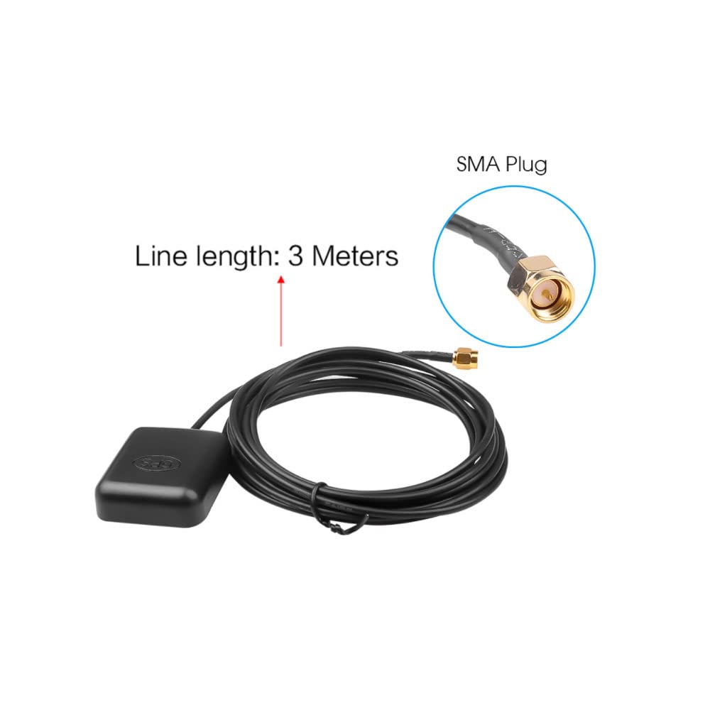 Bestycar Conector de navegación impermeable Vehículo Antena de navegación GPS impermeable con conector macho SMA para radio de coche Unidad