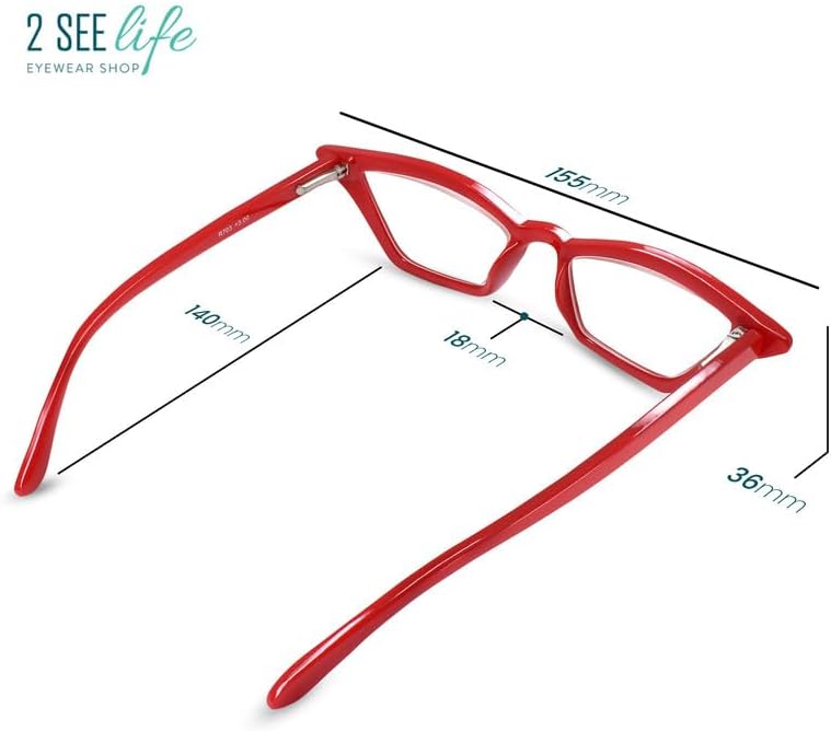Lentes de lectura Red Funky Cat Eye para mujer para lucir elegante, a la moda con alta visión, cómodos para todas las formas de cara, lentes de