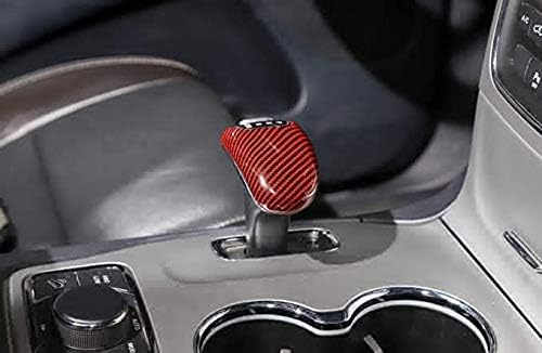 Cubierta decorativa de ABS para palanca de cambios interior de automóvil para Jeep Grand Cherokee 2014 2015 (grano de fibra de carbono rojo)