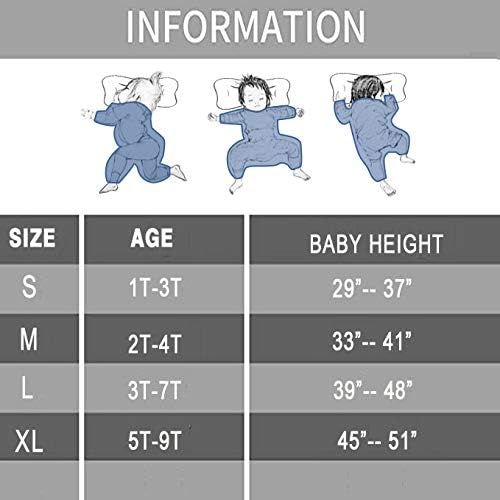 Saco de dormir para niños pequeños con pies, grande (3-7T) de algodón de 1.5 tog de manga larga, saco de dormir para bebé con piernas para caminar,