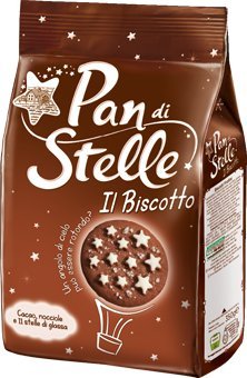 Mulino Bianco Galleta “Pan di Stelle” con cacao, avellanas y muchas estrellas mágicas de glaseado – 12.34 oz (350 g) Paquete de 4 Importación