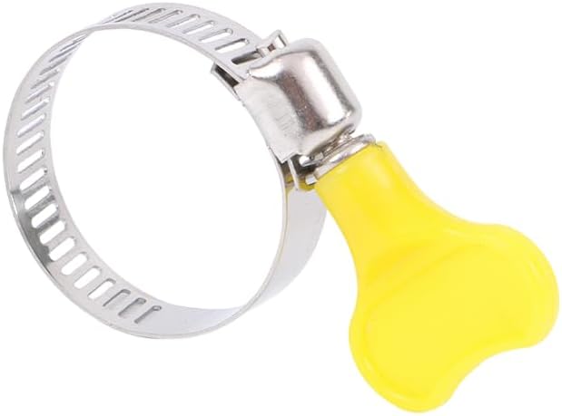 Paquete de 14 abrazaderas de manguera de acero inoxidable amarillas, abrazaderas de tornillo de pulgar ajustables, tamaño de 25″-58″ (0.394-0.630