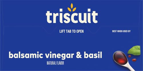 TRISCUIT Galletas, vinagre balsámico y sabor a albahaca, 1 caja (8.5 oz)