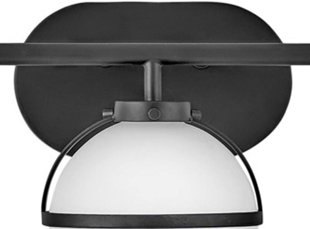 Hinkley Hollis Collection – Accesorio de tocador de baño con tres luces LED G9 de 15 W con cristal de ópalo grabado, negro (5663BK-LL)