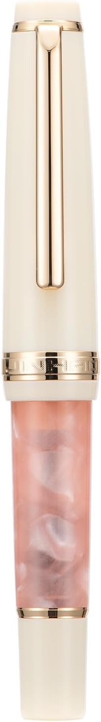 Jinhao 82 Mini pluma estilográfica acrílica, punta doblada iridio con convertidor de tinta, mini bolígrafo de viaje rosa Sakura de bolsillo corto