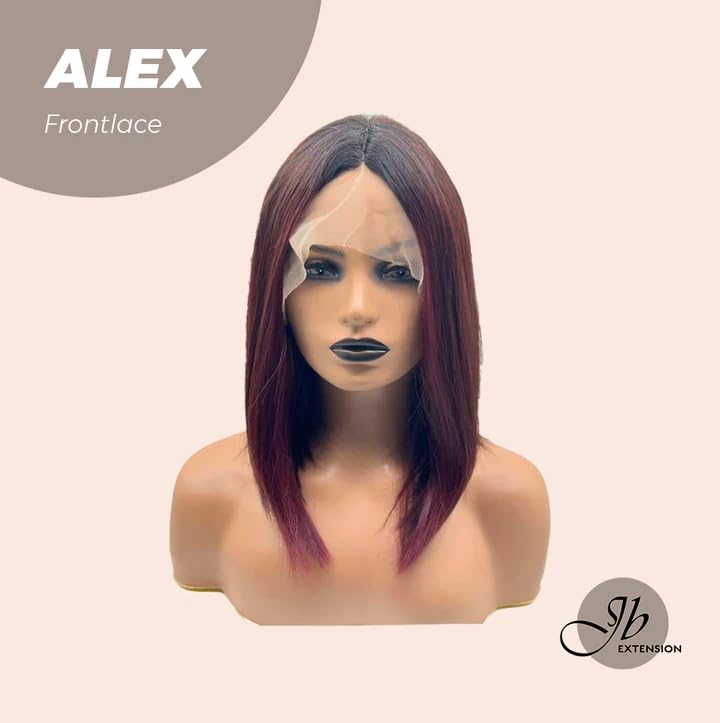 ALEX – Peluca de encaje frontal estilo balayage degradado rojo oscuro para mujer, pelucas sintéticas naturales para uso diario (pelucas de cabello