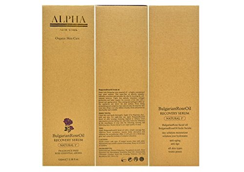 Suero de recuperación de aceite de rosa búlgaro Cuidado orgánico de la piel por Alpha New York 3.4 fl oz33.8oz