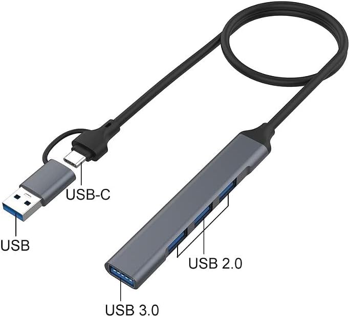 Concentrador USB, adaptador USB C a USB, USB C a USB A Hub con cable de 1.6 pies, 4 puertos USB-C USB Hub 3.02.0, para MacBook Pro, iMac 2021,