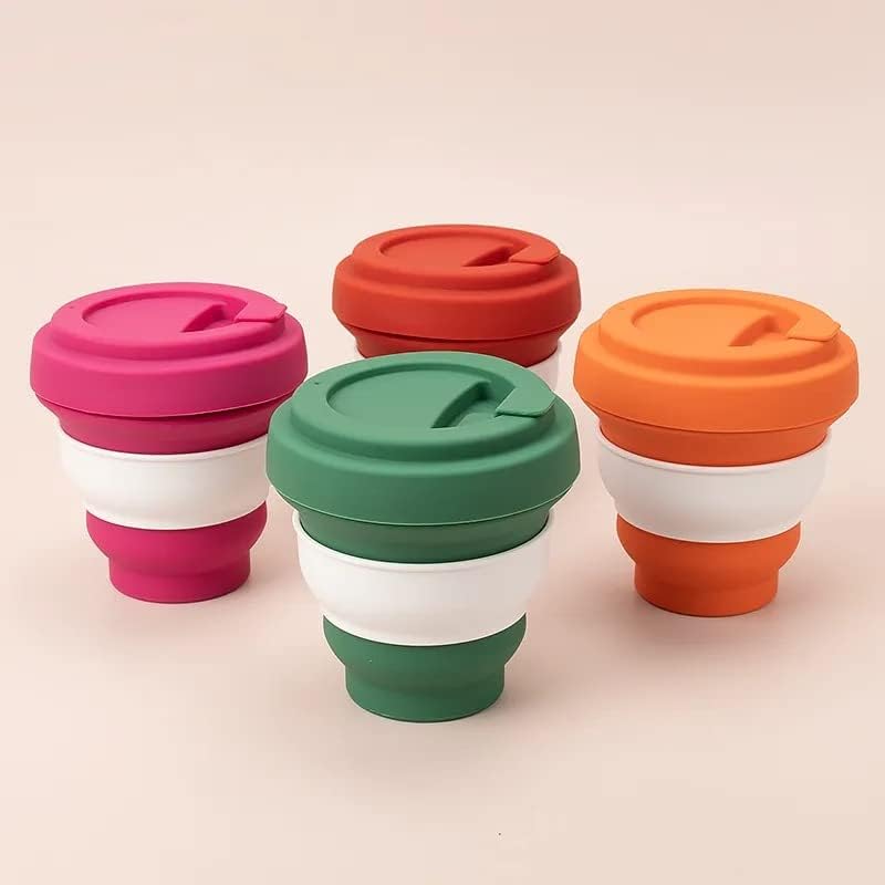 Taza de café de viaje plegable taza aislada vaso batido con tapa silicona reutilizable para llevar, plegable, de silicona, plegable, agua fría y