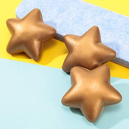Blulu 30 piezas de decoración de bola de estrés de estrella de color dorado estrella para alivio del estrés, estrella de espuma pequeña para