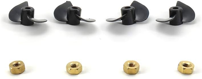 GoolRC Juego de 4 piezas de hélice y tuerca izquierda y derecha para barco RC compatible con Flytec V002 V005 con cabeza de cocodrilo estimulada
