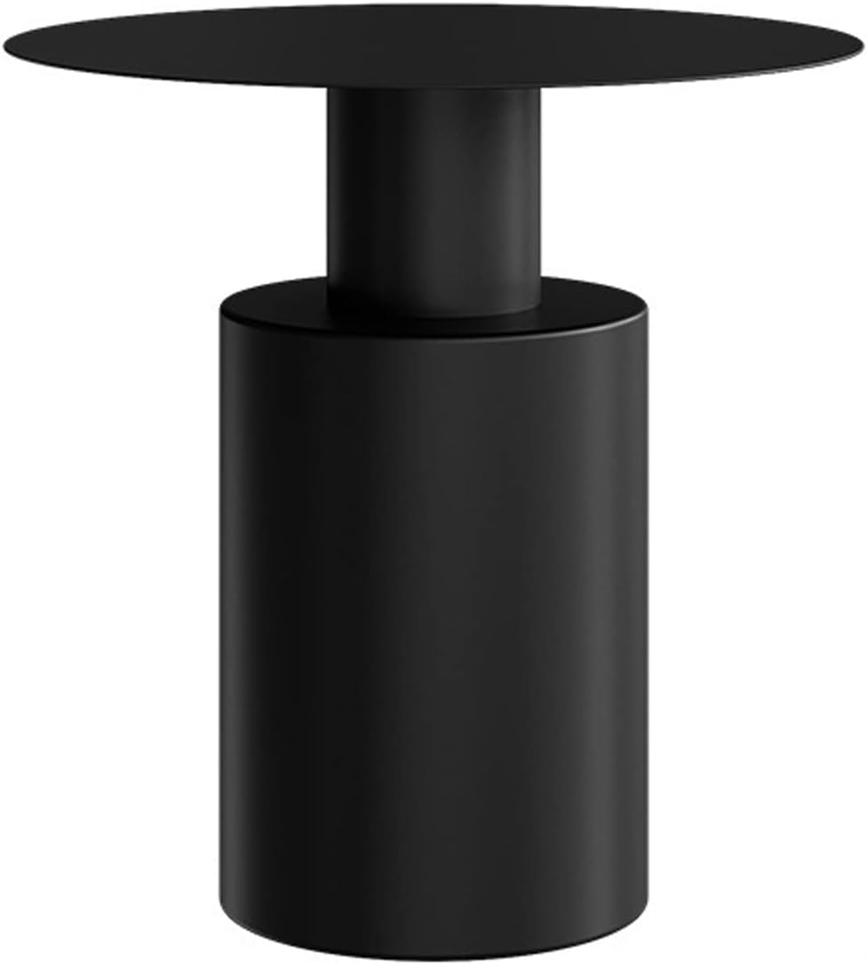 Mesa de Centro Mesa auxiliar redonda moderna minimalista pequeña mesita de noche con soporte cilíndrico mesa de noche de hierro con parte superior