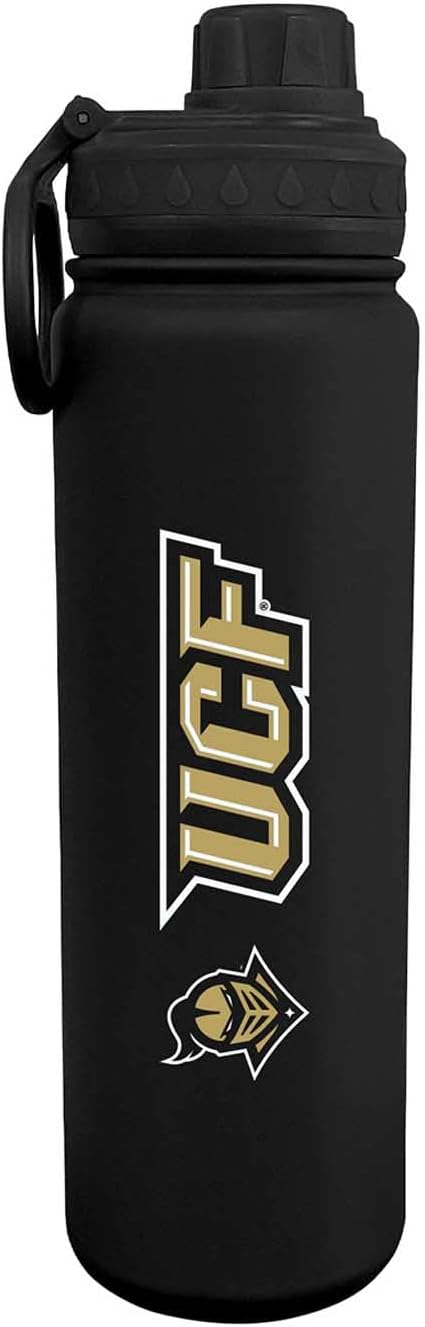 Campus Colors Botella de agua de acero inoxidable de la NCAA, tapa giratoria, 24 onzas, clip de transporte, mantiene tus bebidas calientes o frías