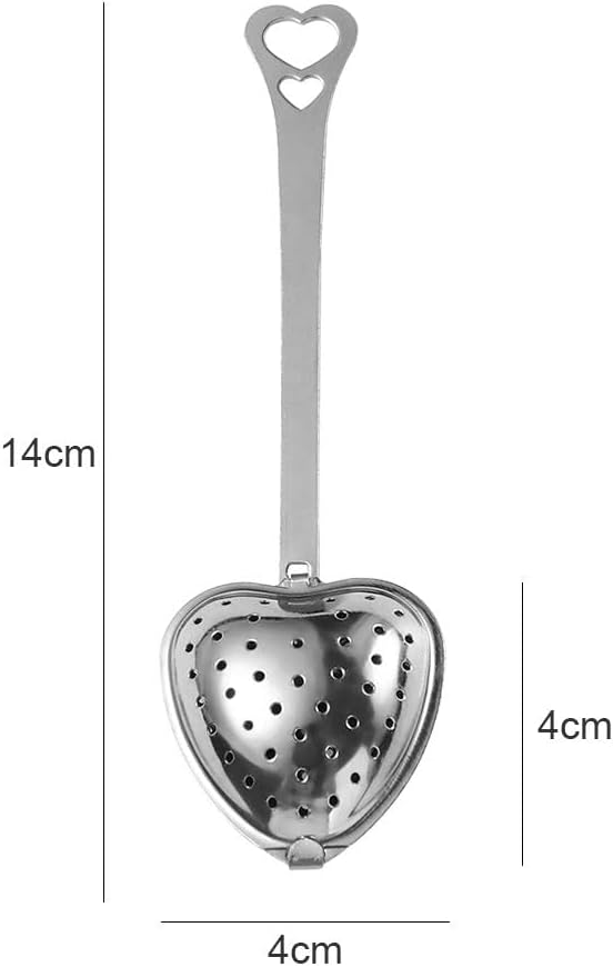 Coladores de té para té suelto, infusor de té, juego de filtros de té en forma de corazón, cuchara larga, tazas de cocina, difusor con asa, cuchara