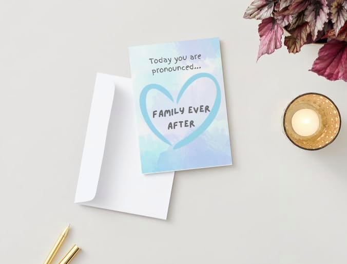 Tarjeta del día de adopción Today You Are Pronounced Family Ever After Blue