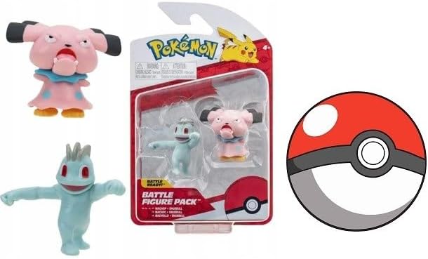 Pokemon Clip N Go Battle – Juego de figuras y calcomanías Action Ready Plus (Machop y Snubbull)