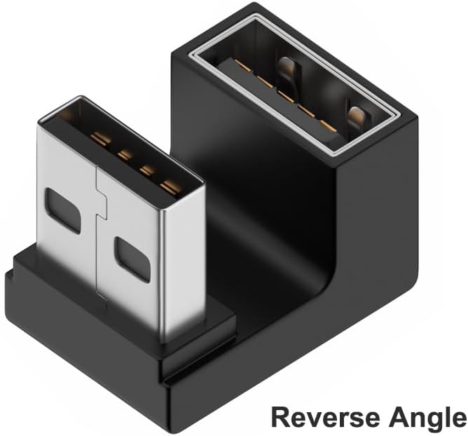 Herfair Adaptador USB 3.1 en forma de U (paquete de 2) 180 grados USB macho a hembra Extensor de 10 Gbps Acoplador USB Conector Soporte OTG para PC,