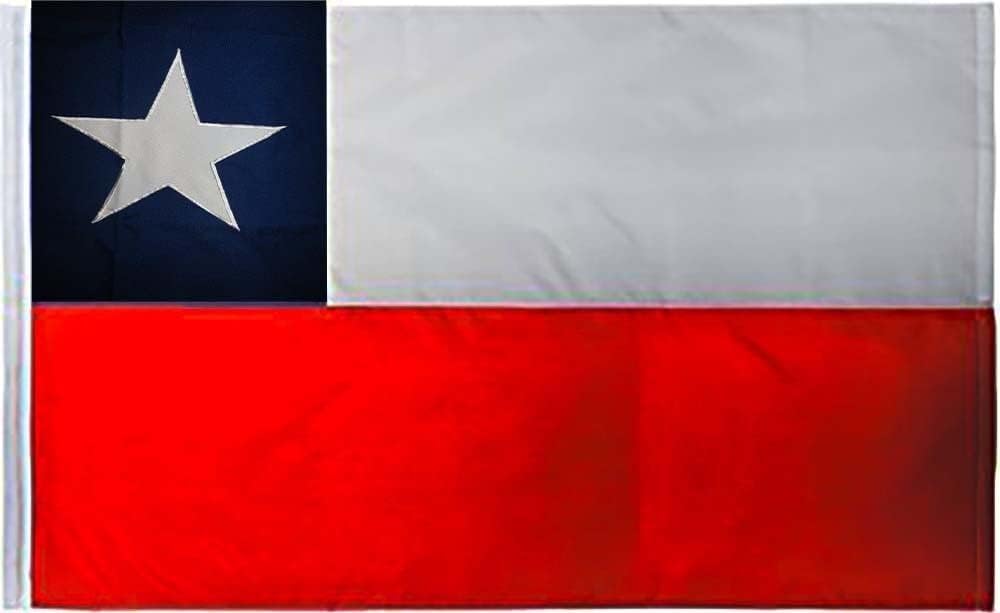 Premium 3×5 Embroidered Sewn Chile Synthetic Cotton Flag 3’x5′ Grommets 3 Clips