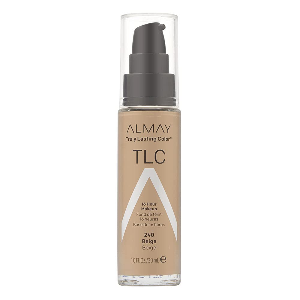 Almay Maquillaje líquido de color verdaderamente duradero, base de acabado natural de larga duración con vitamina E y extracto de limón,