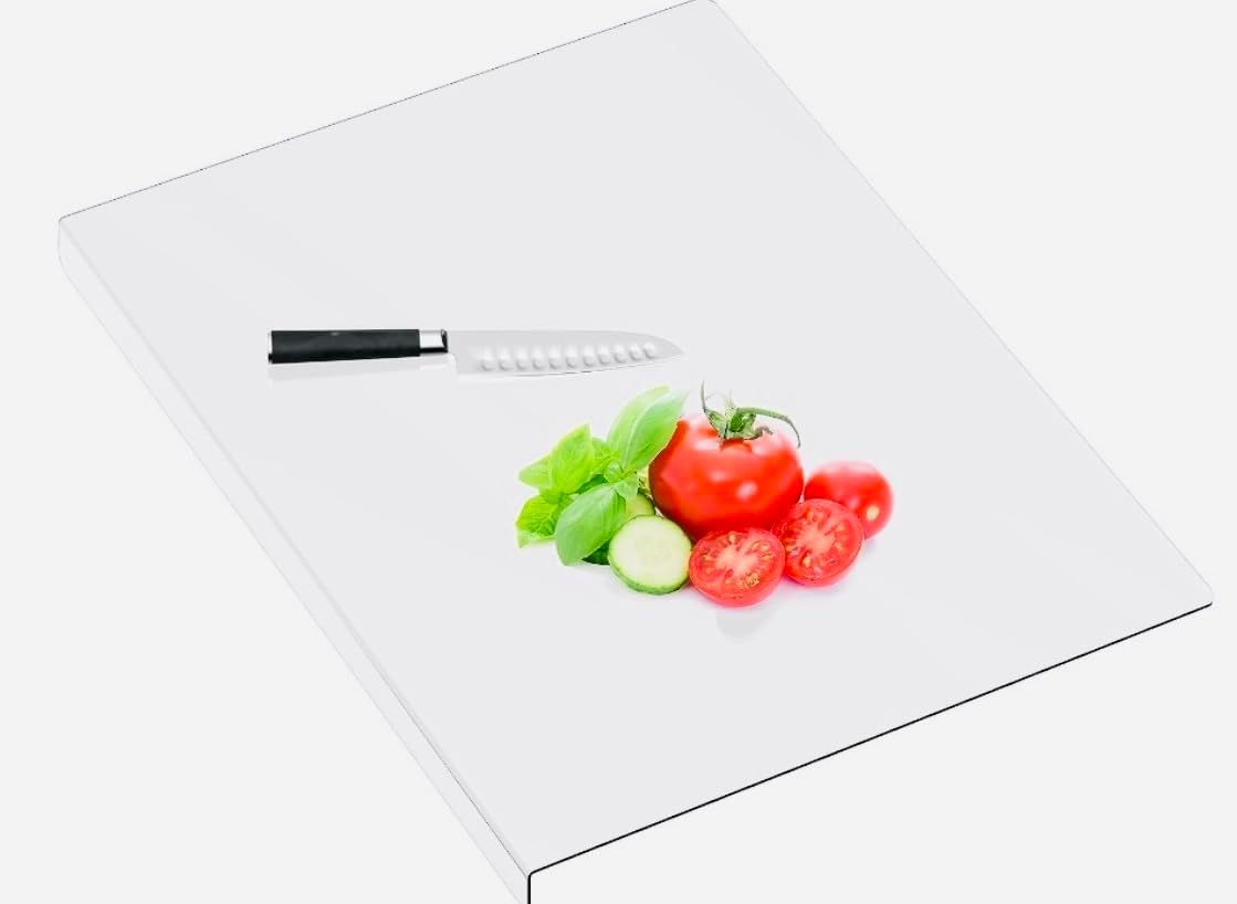 Tabla de cortar grande de acrílico transparente con borde de 18 x 24 pulgadas, diseño antideslizante para cortar verduras, frutas o panadería en el