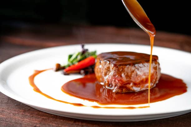 Salsa de filete premium  Salón de la Fama  Sin grasa  Sin grasa saturada  Sin colesterol  Fabricado en pequeños lotes con especias frescas de granja