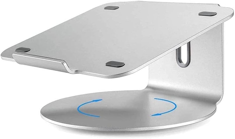 Laptop Stand,360 Rotation Aluminum Alloy Material Durable Cooling Base Laptop Stands for 10 to 15.6 Inches Notebook Computer (Color  Silver)