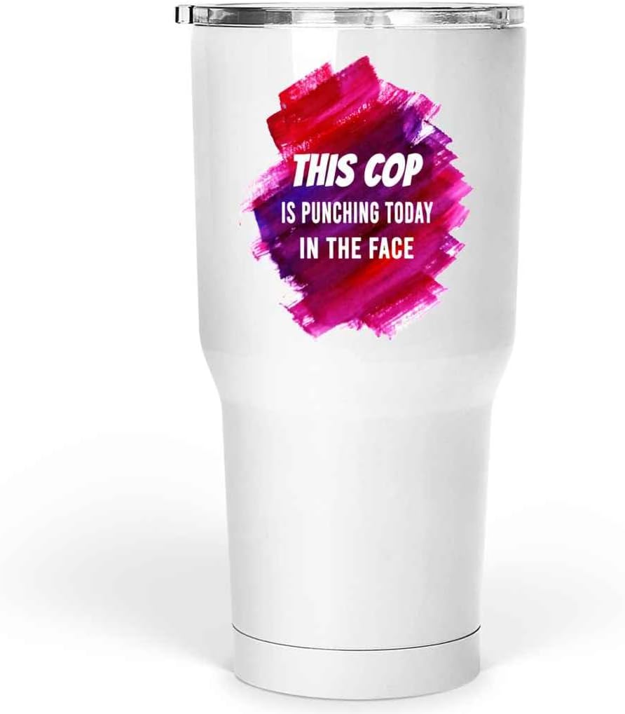 Cop Gifts for Retained Friends, Family, and Co-workers – Cop Quote – an Ideal Birthday Surprise for Dad or Mom – 30 Oz White Stainless Steel Large