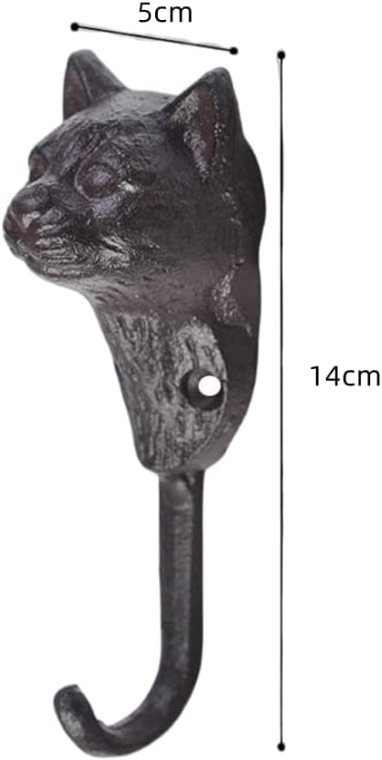 Kassbest Ganchos de pared creativos retro con forma de cabeza de gato, ganchos de hierro fundido, ganchos para abrigos, ganchos para sombreros,