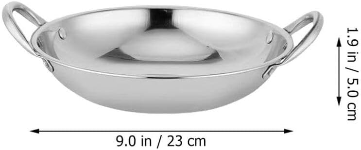 BESTonZON Sartén de acero inoxidable para cocinar mariscos con asa, sartén para estufa, sartén para freír sartén, olla coreana, olla de ramen