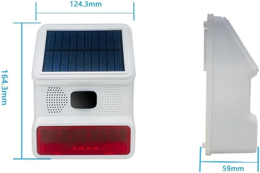 Sirena de alarma, sirena inalámbrica para exteriores de 433 MHz, sirena solar al aire libre con función de luz intermitente LED, soporte de alarma
