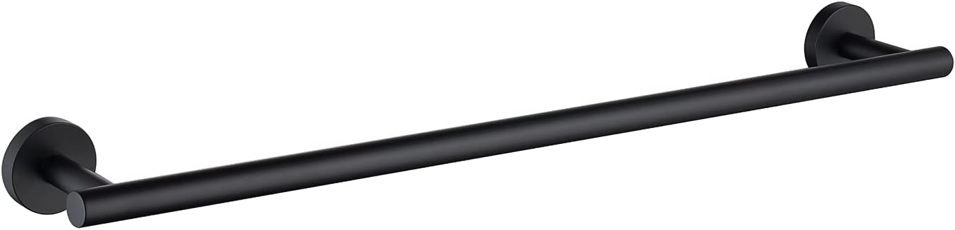 Toallero de baño de 23.6 pulgadas, color negro mate, acero inoxidable SUS304 de alta calidad, estilo redondo, toallero resistente, soporte para