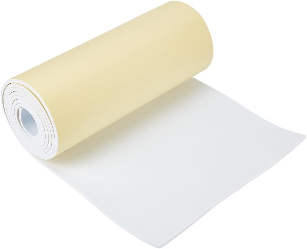 BENECREAT Rollo de espuma EVA autoadhesivo blanco de 78.7 x 12 pulgadas, hojas de espuma de tapicería de 0.197 in de grosor para manualidades de