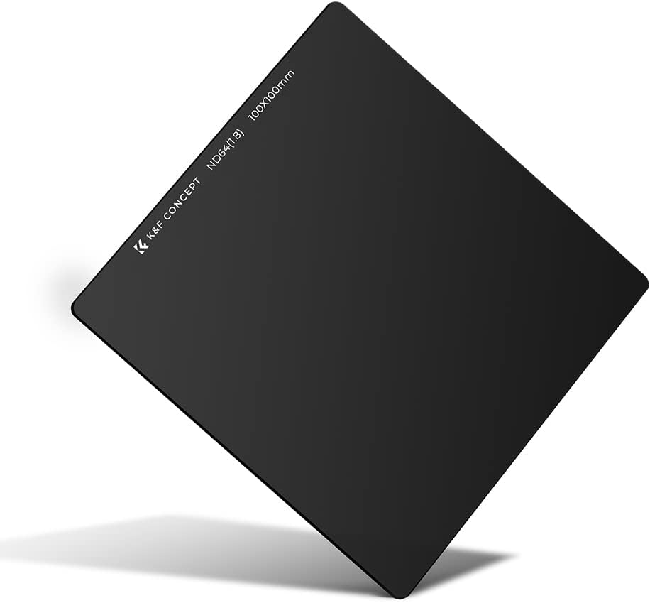 K&F Concept 3.937 x 3.937 in ND64 (6 Stop) Filtro Cuadrado Ultra Delgado HD 28 Recubrimientos Multicapa Densidad Neutra Importación AGC Vidrio Óptico