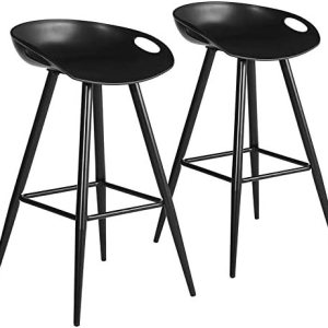 Set of 2 Bar Stools, 32.3-inch Simple Modern Style High Counter Stool with Low Backrest & Footrest & Metal Legs & PP Seat, Portable Barstools for Set of 2 Bar Stools, 32.3-inch Simple Modern Style High Counter Stool with Low Backrest & Footrest & Metal Legs & PP Seat, Portable Barstools for