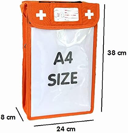MyMediBag Aislado  A4 grande y correa para el hombro  Bolsa de medicación para alergias y asma  Altamente visible y visible en caso de emergencia