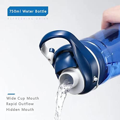 DEARART Paquete de 2 botellas de agua azul de 16 onzas y botella de agua azul cielo sin sorbete de boca ancha, sin BPA, tiene asa, pequeñas botellas