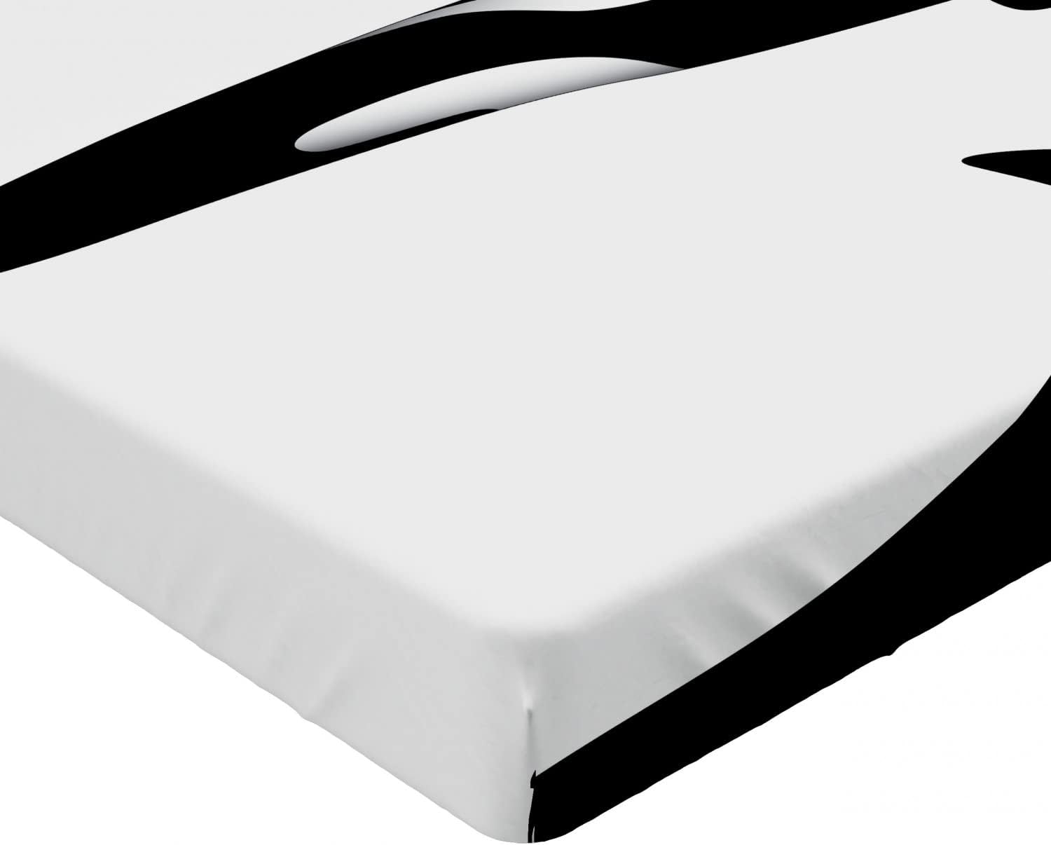 Ambesonne Sábana bajera ajustable de animales marinos, 3 orcas orcas en diferentes ilustraciones, estilo blanco y negro, ropa de cama de tela