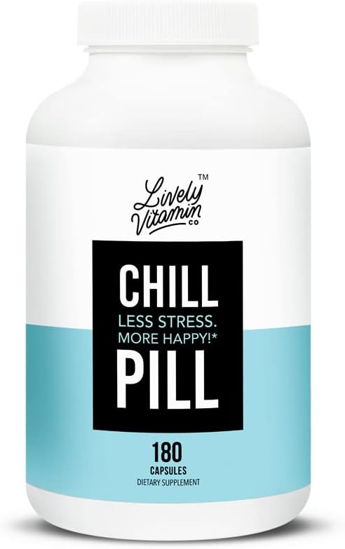 LIVELY VITAMIN CO. Chill Pill – Relax – Relájese – Sueño – Calma – Estrés – Ansiedad – Corteza de magnolia – Manzanilla – L-teanina – Passionflower
