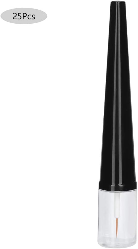 25 tubos de rímel vacíos de 0.2 fl oz, botellas de plástico para delineador de ojos, botella extensor de pestañas, recargable portátil, es y