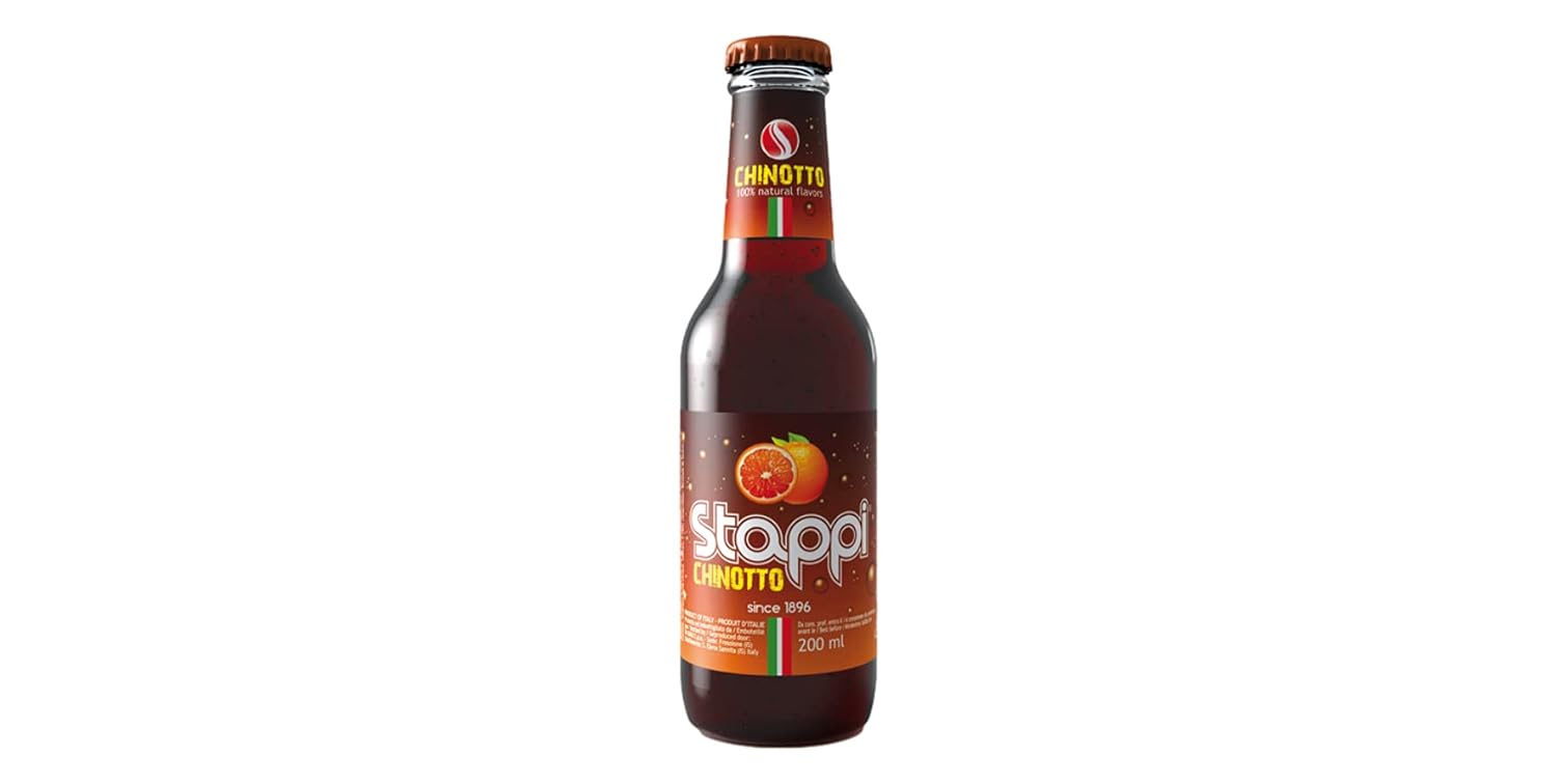 Stappj Chinotto Soda 6 x 6.7 fl oz. (6.8 fl oz) “Stappi” Importación italiana Bebida de jugo espumoso para licores  Mezclador de cóctel de aperitivo